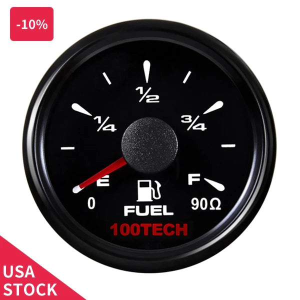 Isspro Fuel Level Gauge 0-90 OHMS W/ Negative Ground, Black Face, White Isspro Fuel Level Gauge 0-90 OHMS W/ Negative Ground, Black Face, White