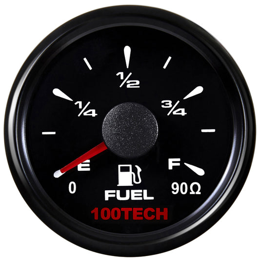 100TECH Fuel Gauge Marine Fuel Level Gauge 52mm 2-1/16 Aftermarket Fuel Gauge Boat Automotive Replacement Gauge Motocycle Gas Car Truck RV Vehicle with 8 Color Selectable Backlit  0-90 ohm