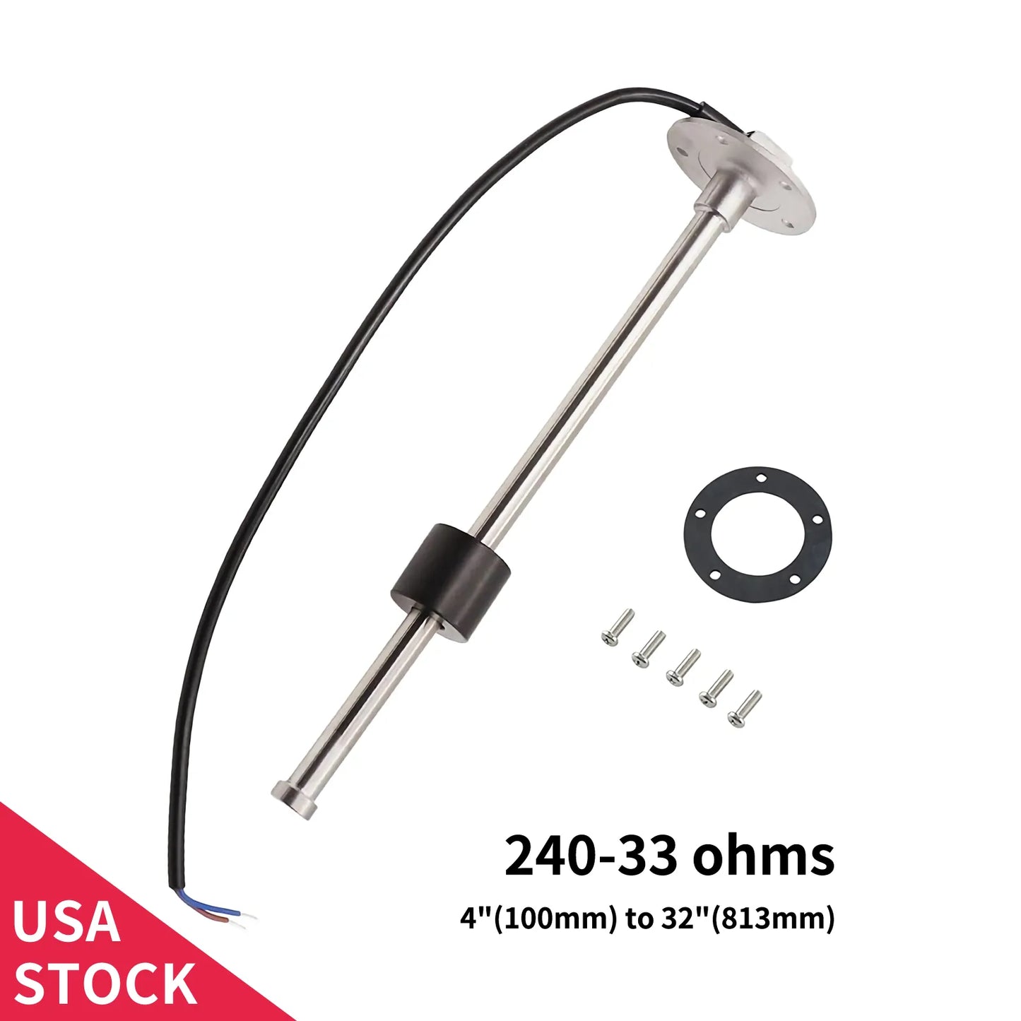 100TECH Float Replacement Fuel Sending Unit Water Tank Sender 4"(100mm) to 32"(813mm) 240-33 ohms for Boat Vehicle RV Yacht