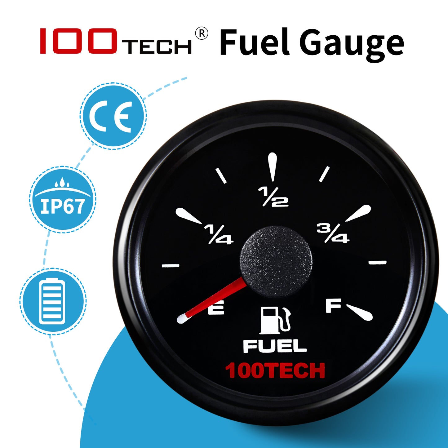 100TECH Boat Fuel Gauge Marine Fuel Gauge for Boat RV Yacht Car Truck, Motorcycle, Automotive Replacement Fuel Gauges, 5 Signals Adjustable 240-33ohm 0-190ohm 240-30ohm 0-180ohm 10-180ohm