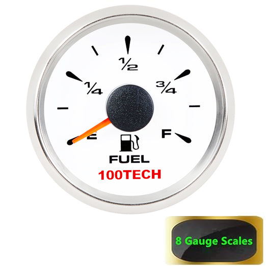 【new】100TECH Fuel Gauge Marine Fuel Gauge Aftermarket Fuel Level Gauge Marine Automotive Replacement Gauge 240-33ohms 0-190ohms 240-30ohms 0-180ohms 10-180ohms for Boat Yacht Car Truck Motorcycle Vehicle White