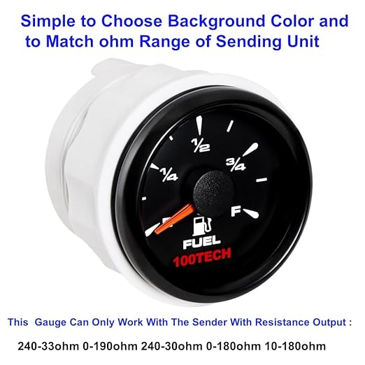 100TECH Boat Fuel Gauge Marine Fuel Gauge for Boat RV Yacht Car Truck, Motorcycle, Automotive Replacement Fuel Gauges, 5 Signals Adjustable 240-33ohm 0-190ohm 240-30ohm 0-180ohm 10-180ohm
