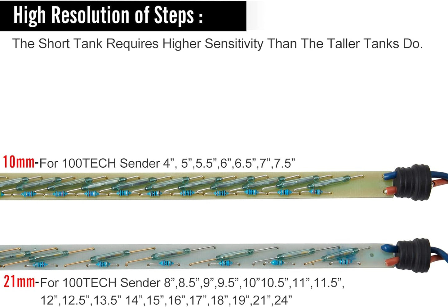 100TECH Fuel Gauge Sending Unit High Resolution 5"(130mm) to 13"(330mm) SUS316 Stainless Steel Fuel Tank Sending Unit and Fuel Gauge Kit Marine Fuel Sender for Boat Truck RV Tank Fuel Water Level Sensor 240-33ohm