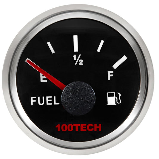 100TECH Boat Fuel Gauge Marine Fuel Gauge Waterproof 52mm 2-1/16" Diesel Aftermarket Gauge Automotive Replacement Gas Gauge for Car Truck Yacht SUV with Backlight 73-10 ohms
