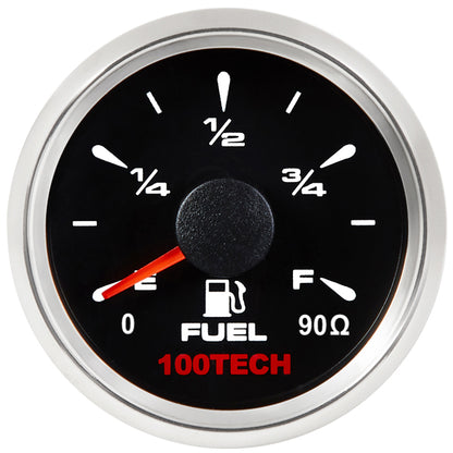 【new】100TECH Fuel Gauge Marine Fuel Level Gauge 52mm 2-1/16 Aftermarket Fuel Gauge Boat Automotive Replacement Gauge Motocycle Gas Car Truck RV Vehicle with 8 Color Selectable Backlit  0-90 ohm