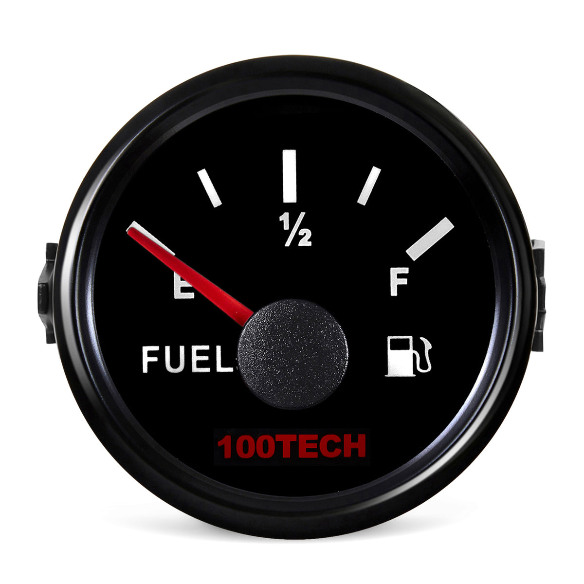 100TECH 52mm Automotive Fuel Tank Gauge 0-90 Ohm 2-1/16 Inch Replacement Gauge | IP67 Waterproof and Dustproof, Stepper Motor Technology, Anti-Fog & UV-Resistant, SUS316 Bezel, Red Backlight for RVs, Trucks, Boats