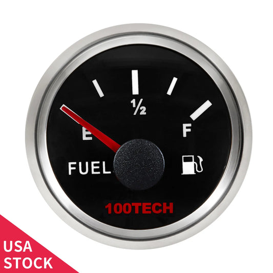 100TECH Boat Fuel Gauge 240-33ohms 9-32V Backlit 2-1/16" 52mm 316SS Yacht RV Truck Fuel Level Gauge Gas Tank Indicator Waterproof