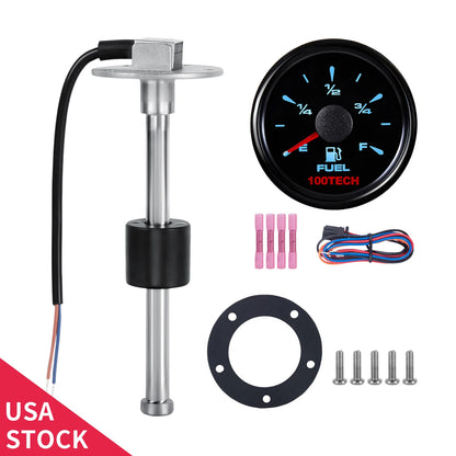 100TECH Fuel Gauge Sending Unit Kit 13" SAE 5-Hole IP67 316SS 240-33ohms Boat RV Truck Yacht Marine Gas Tank Float Sensor