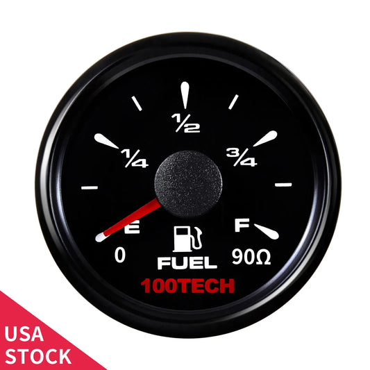 100TECH Fuel Level Gauge 0-90ohms Waterproof Aftermarket Boat RV Marine Truck Vehicle Gas Meter Indicator Replacement
