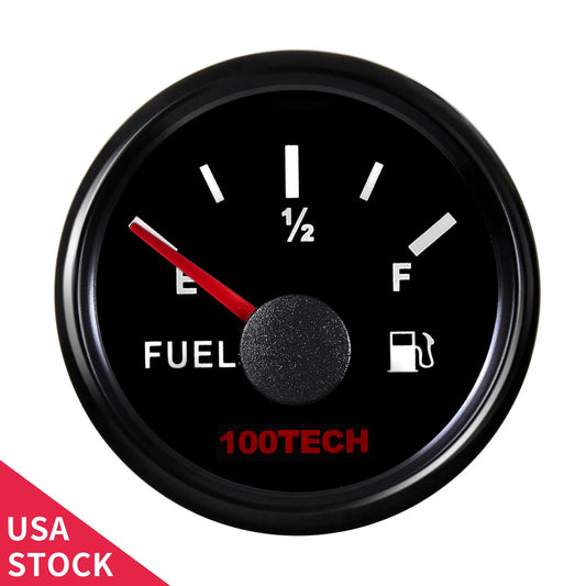 100TECH Boat Fuel Gauge 73-10ohms 9-32V Backlit 2-1/16" 52mm Yacht RV Camper Fuel Level Gauge Gas Tank Indicator Waterproof