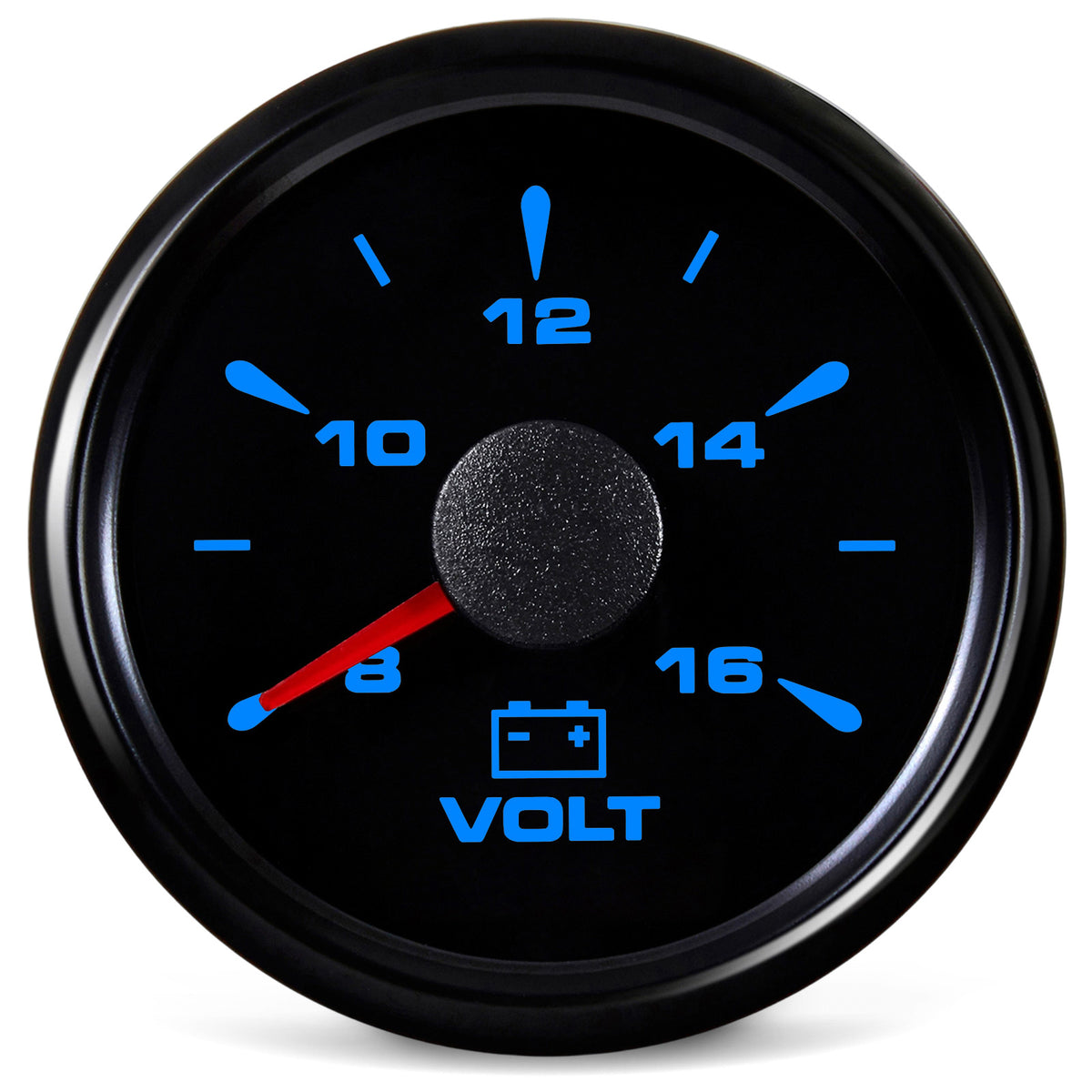 100TECH Automotive Voltmeter Gauge 2‑1/16" (52mm) 8‑16V Boat Voltage Gauge For Trucks | Aftermarket Voltage Gauge, IP67 Waterproof & Anti‑Fog Lens, Stepper Motor, SUS316 Bezel & 8 Color Backlight for RVs & Vehicles