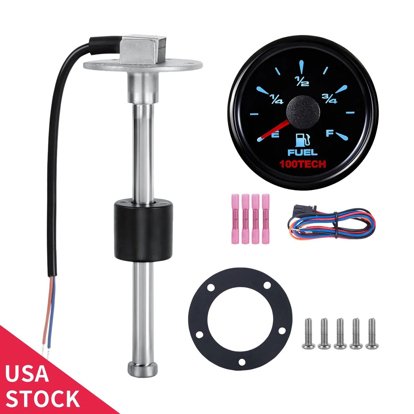 100TECH Water Level Sending Unit Gauge Kit 9" Float IP67 316SS 240-33ohms Boat RV Truck Marine Fresh Water Tank Sensor