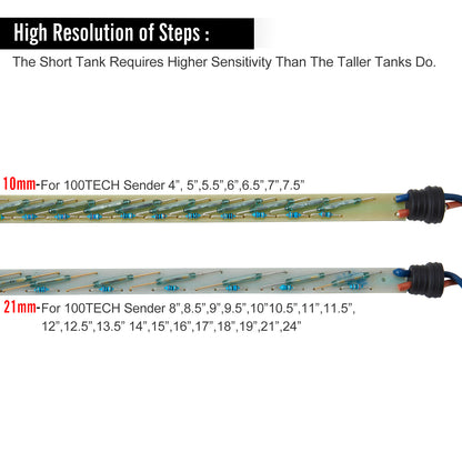 100TECH Fuel Gauge Sending Unit High Resolution 5"(130mm) SUS316 Stainless Steel Fuel Tank Sending Unit and Fuel Gauge Kit Marine Fuel Sender for Boat Truck RV Tank Fuel Water Level Sensor 240-33ohm