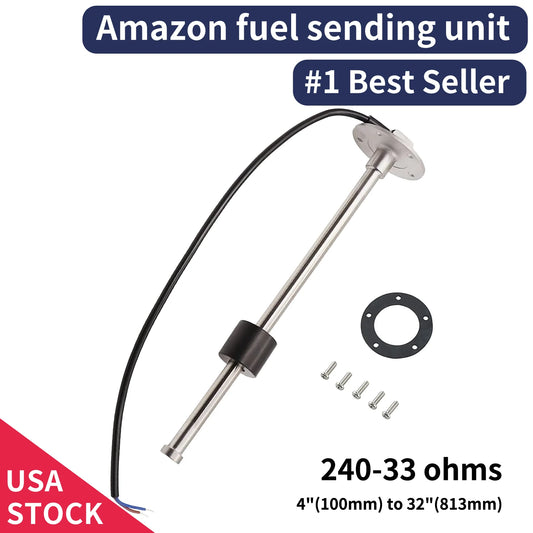 100TECH Fuel Sending Unit 4"(100mm) to 32"(813mm) Tank Depth Marine for Boat RV Truck Vehicle Fuel Gas Sender Fuel Tank Sending Unit Fuel Water Level Sensor Fuel Level Sending Unit Boat Fuel Gauge Sending Unit 240-33 ohms