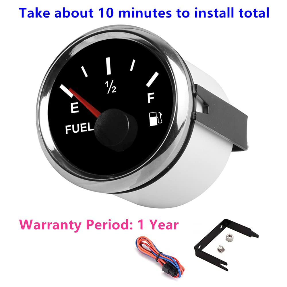 100TECH Marine Gas Fuel Gauge for Boat Fuel Level Gauge for Car Truck Vehicle Diesel Aftermarket Gauge for Truck Vehicle SUV Automotive Replacement Fuel Level Gauge with Backlight 240-33ohm Black