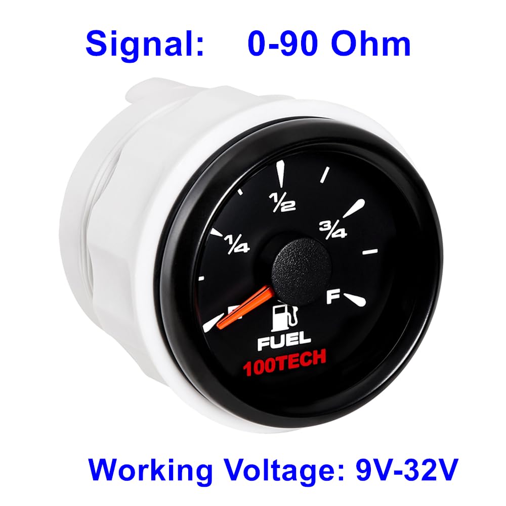 100TECH 316 Stainless Steel 24V 0-90 ohms Automotive Marine Gas Fuel Gauge Fuel Level Gauge Boat Gas Tank for Car Truck Yacht