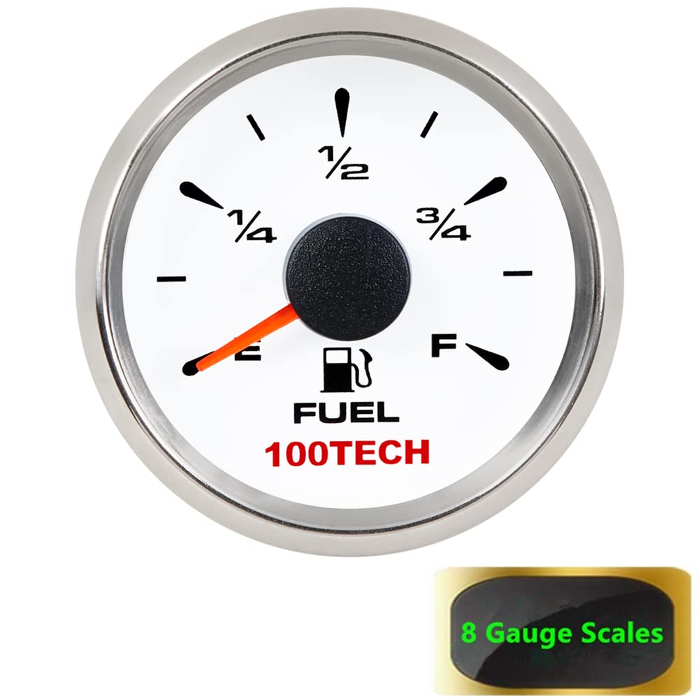 100TECH 5 Selectable Signals Fuel Gauge Working Voltage 9-32V(12V/24V) 2-1/16" Fuel Level Gauge for Boat RV Yacht Car Truck