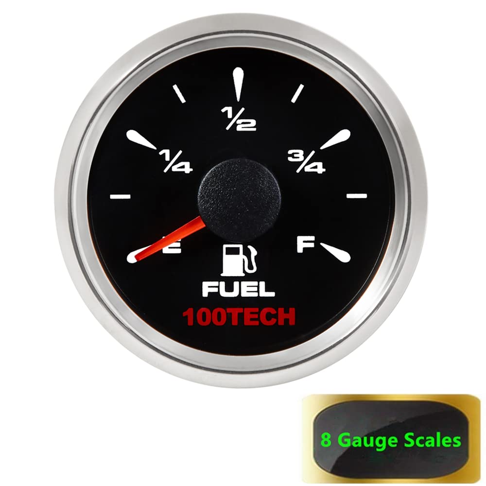 100TECH Fuel Level Gauge 240-33 ohms Boat Fuel Gauge Fuel Gas Gauge Aftermarket Marine Automotive Replacement Gauge 240-33ohm 0-190ohm 0-180ohm 10-180ohm Motocycle Car Truck Vehicle Black