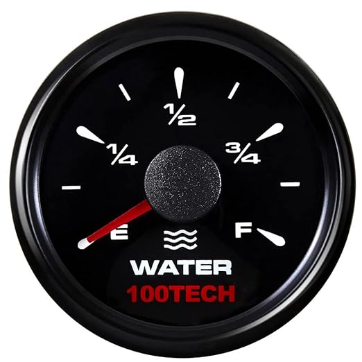 100TECH IP67 Rated 5 Selectable Signals Stepper Motor Movement Water Gauge Replacement Water Gauge for Boat RV Yacht Truck