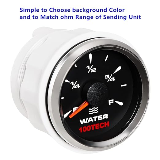 100TECH Water tank level gauge for Boat Truck Vehicle Yacht RV Camper  with 7 Backlit Colors 5 Selectable Signals Water Gauge