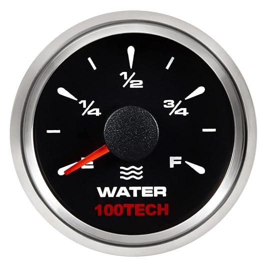 100TECH IP67 Rated Waterproof Water Gauge 2-1/16"5 Selectable Signals Water level gauge 12/24v for Boat Yacht RV Truck Camper