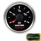 100TECH 5 Selectable Signals Water Tank Gauge with 7 Backlit Colors Water Gauge 2-1/16" (52mm) Universal Water Gauge for Boat RV