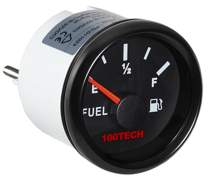 100TECH Fuel Gauge Marine Fuel Level Gauge Waterproof 52mm 2-1/16" Diesel Aftermarket Gauge Automotive Replacement Gas Gauge for Boat Car Truck Yacht SUV with Backlight 0-30 ohms
