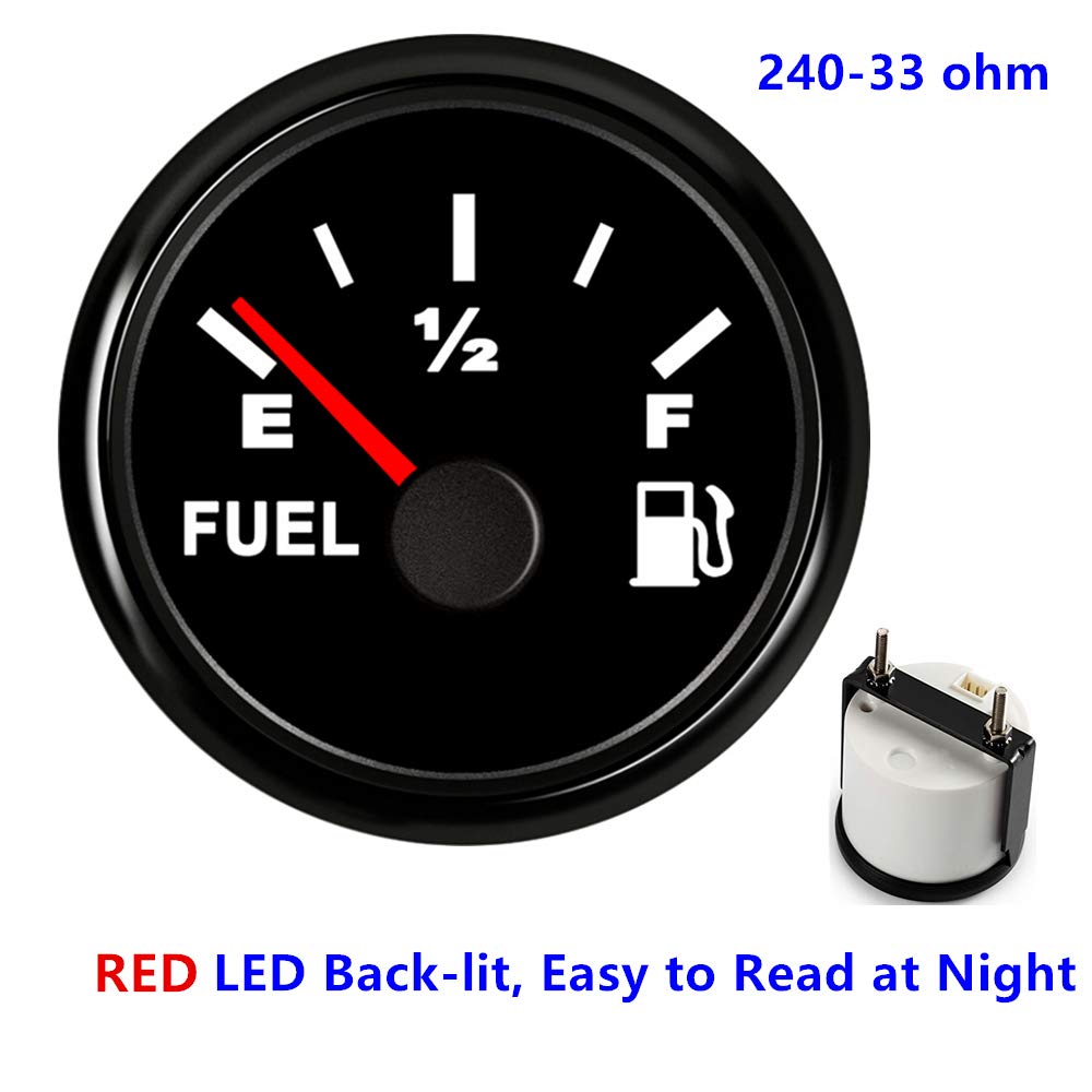100TECH Automotive Replacement Evinrude Fuel Gauge 240-33 ohms with Backlight Fuel Level Gauge for Boat RV Truck Vehicle SUV