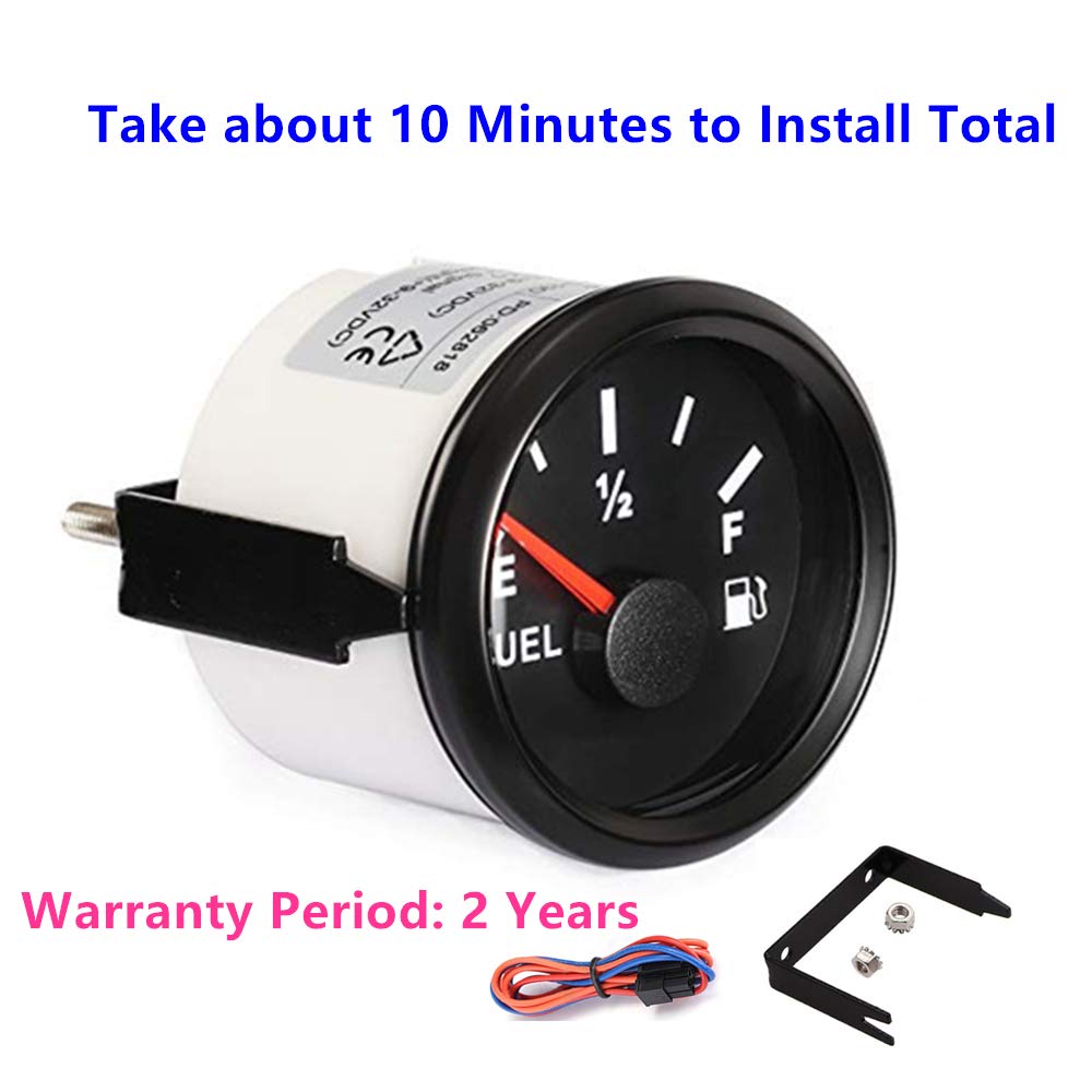 100TECH Marine Gas Fuel Gauge for Boat Fuel Level Gauge for Car Truck Vehicle Diesel Aftermarket Gauge for Truck Vehicle SUV Automotive Replacement Fuel Level Gauge with Backlight 240-33ohm Black