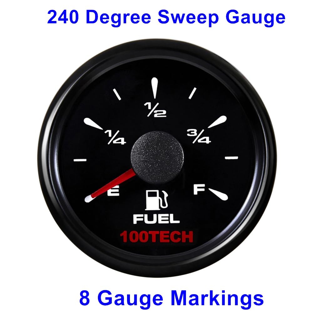 100TECH Marine Gas Fuel Gauge Automotive Replacement Fuel Level Gauge with Backlight 0-90 ohms Fuel Gauge for Boat Car Truck