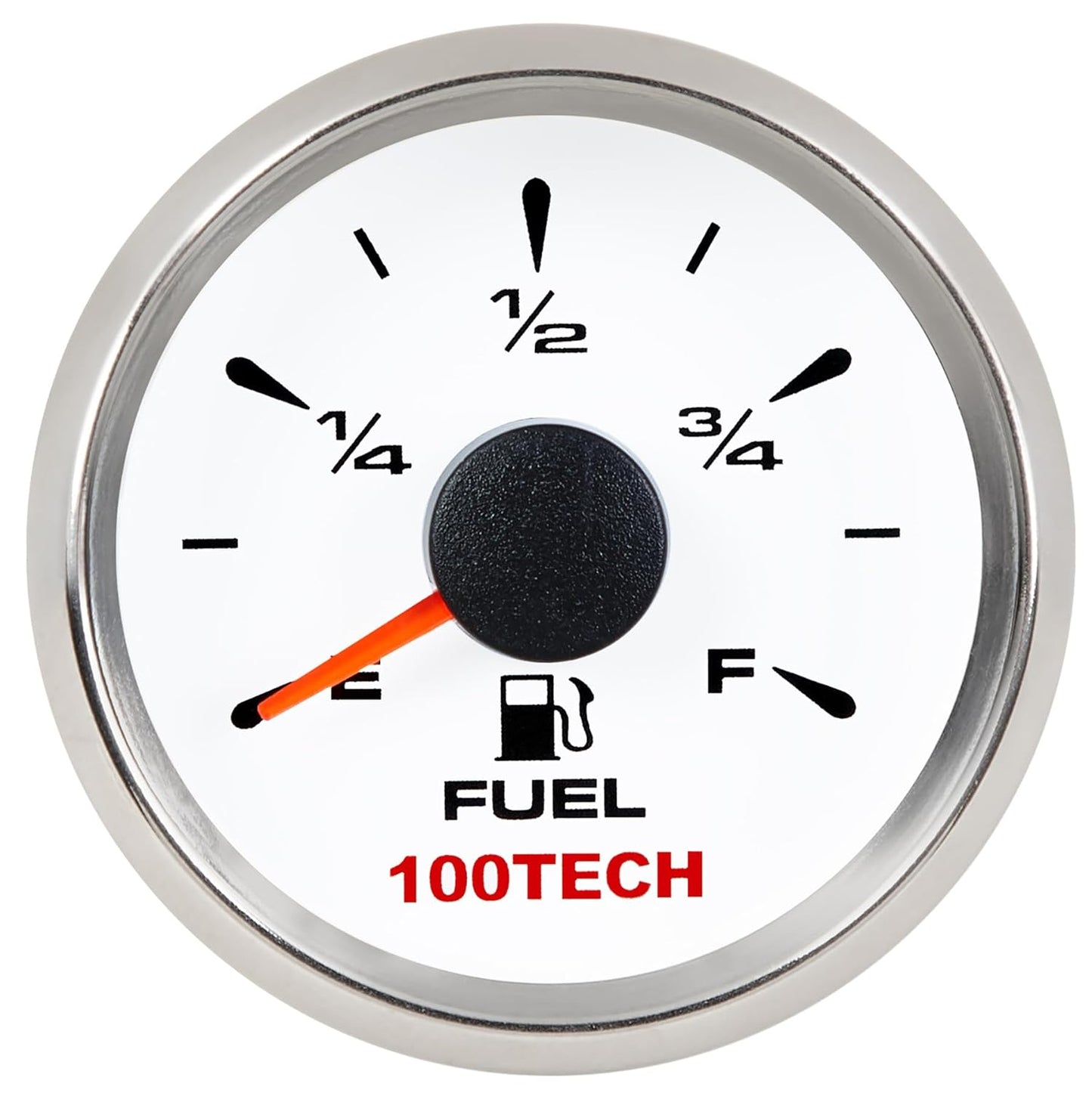 100TECH Fuel Gauge 0-90 ohm Marine Fuel Gauge Boat 52mm 2-1/16" Aftermarket Fuel Level Gauge Automotive Replacement Gauge Motocycle Car Truck RV Vehicle with 8 Color Selectable Backlit White