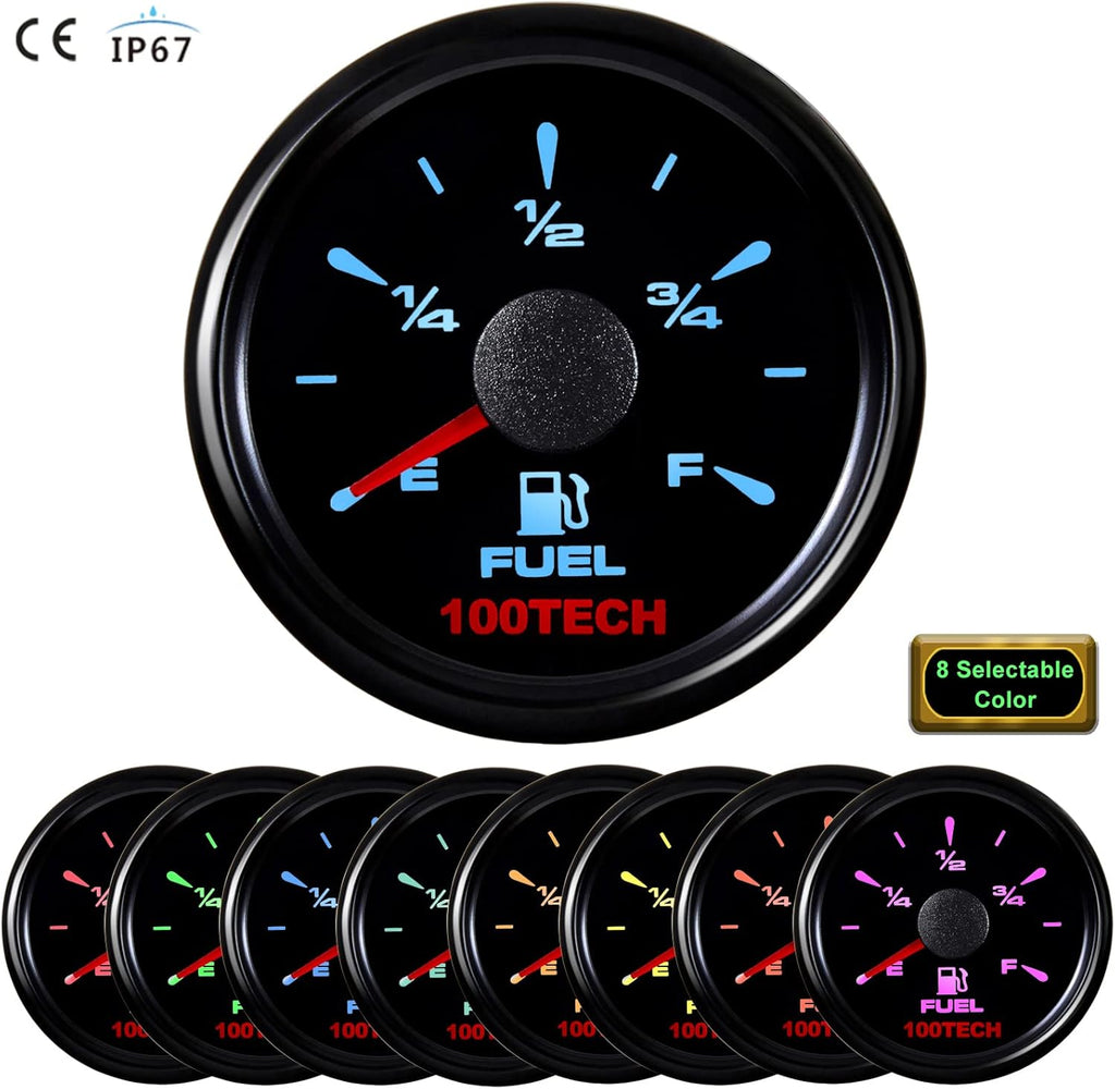 100TECH Marine Fuel Gauge Kit with Water Tank Sender Unit 5"(130mm) to 13"(330mm) 240-33 ohms for Boat RV Truck Vehicle Yacht